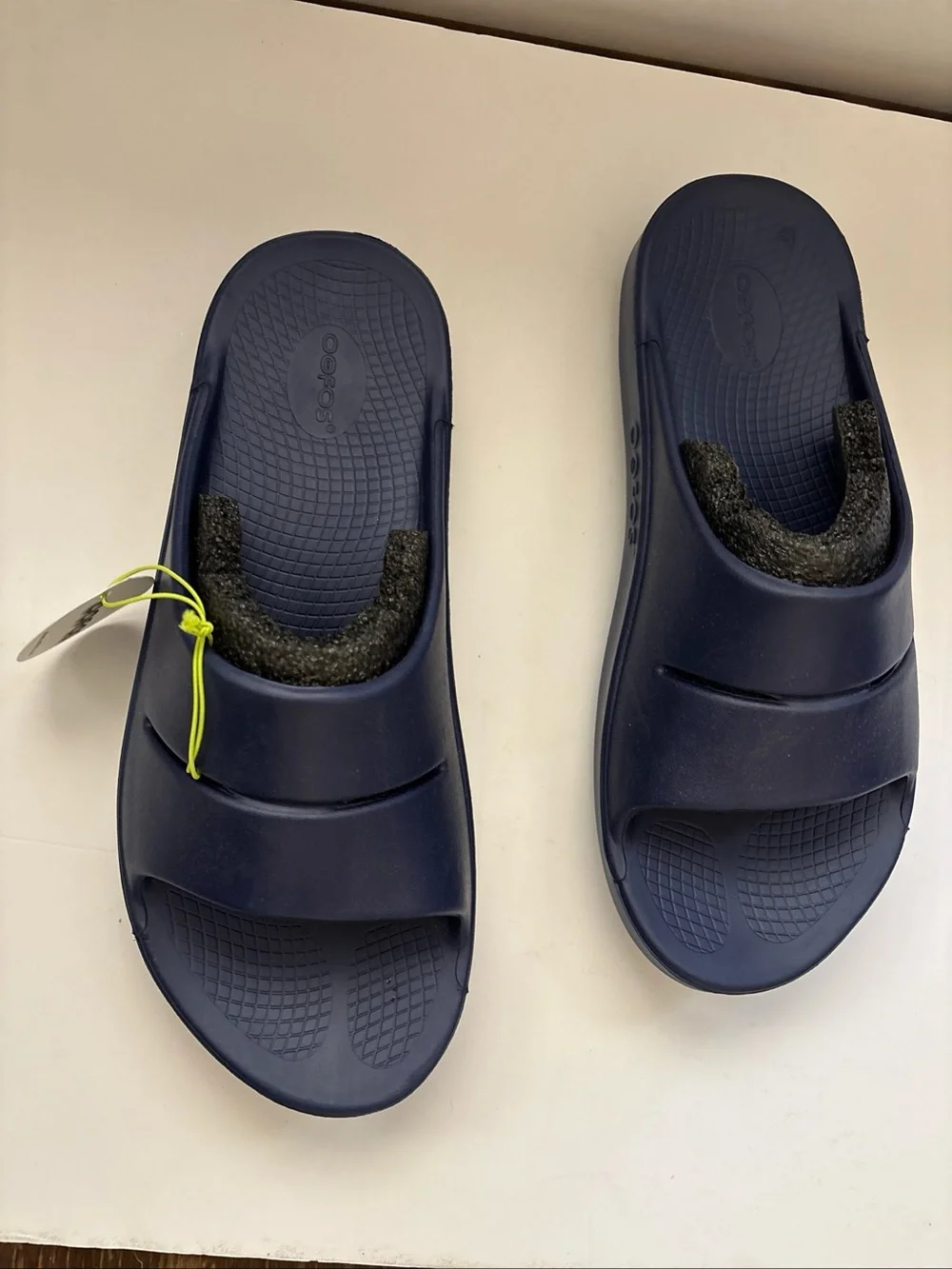 OOFOS Navy Blue Recovery Slide Sandals